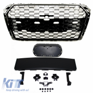 Front Grille suitable for Audi A4 B9 16-19 RS4 Look Honeycomb Glossy Black 1 Pc Made in Taiwan