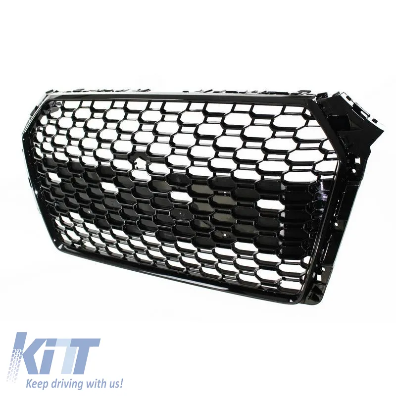 Front Grille suitable for Audi A4 B9 16-19 RS4 Look Honeycomb Glossy Black 1 Pc Made in Taiwan
