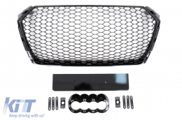 Front Grille suitable for Audi A4 B9 8W (2016-2018) Sedan Avant RS Design Glossy Black