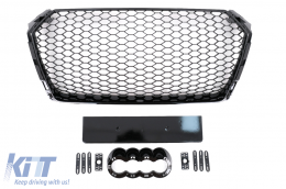 image-32-Front Grille suitable for Audi A4 B9 8W (2016-2018) Sedan Avant RS Design Glossy Black