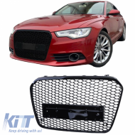 Front Grille suitable for Audi A6 4G C7 11-15 RS6 Look Honeycomb Glossy Black 1pc