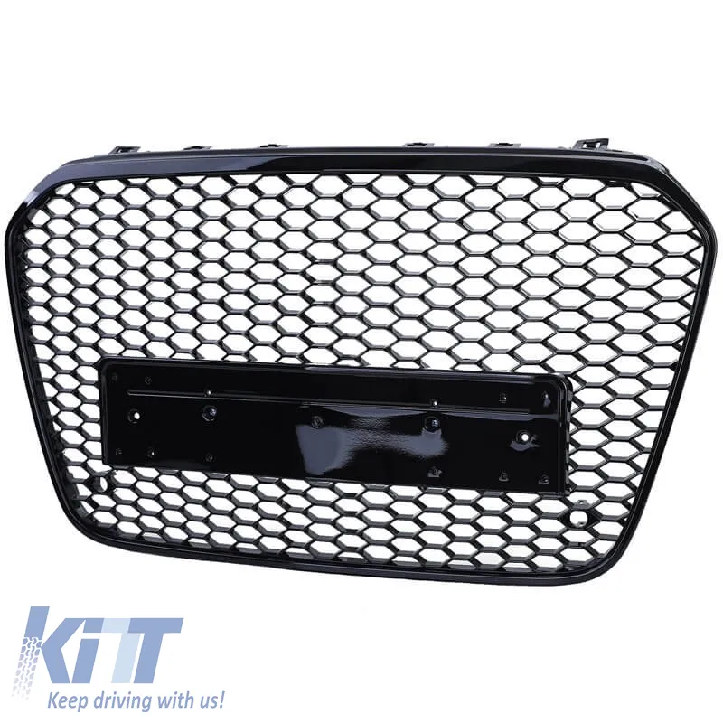 Front Grille suitable for Audi A6 4G C7 11-15 RS6 Look Honeycomb Glossy Black 1pc
