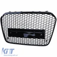 Front Grille suitable for Audi A6 4G C7 11-15 RS6 Look Honeycomb Glossy Black 1pc-image-6301808