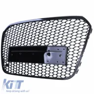 Front Grille suitable for Audi A6 4G C7 11-15 RS6 Look Honeycomb Glossy Black 1pc-image-6301810