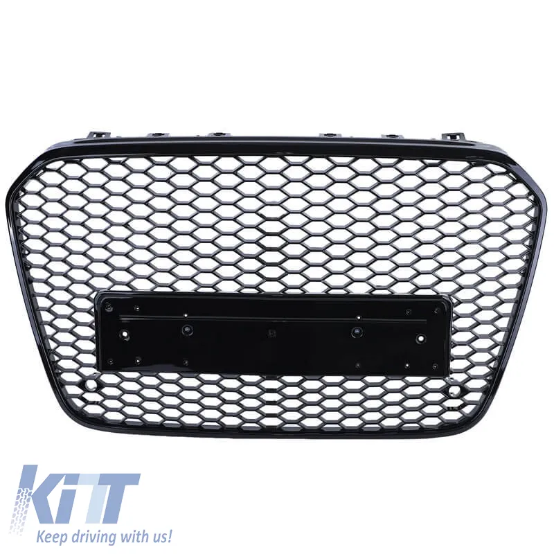 Front Grille suitable for Audi A6 4G C7 11-15 RS6 Look Honeycomb Glossy Black 1pc