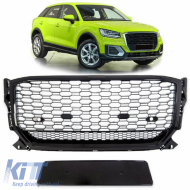 Front Grille suitable for Audi Q2 (GA) PreFacelift 2016-2020 RSQ2 Look Honeycomb Gloss Black 1Pc