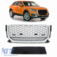 Front Grille suitable for Audi Q2 (GA) PreFacelift 2016-2020 RSQ2 Look Honeycomb Silver / Black 1Pc