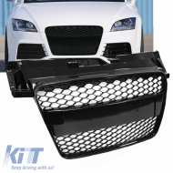 Front Grille suitable for Audi TT 8J 06-14 TTRS Look Honeycomb Glossy Black 1 Pc