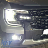 Front Grille suitable for Ford Ranger T9 2022+ XLT / Sport / Wild Trak Raptor Type With Led Gloss Black