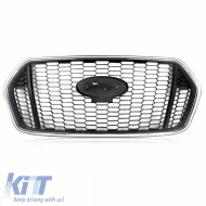 Front Grille suitable for Ford Transit 2020-2022 RS Look Honeycomb Black With Chrome 1pc-image-6316730