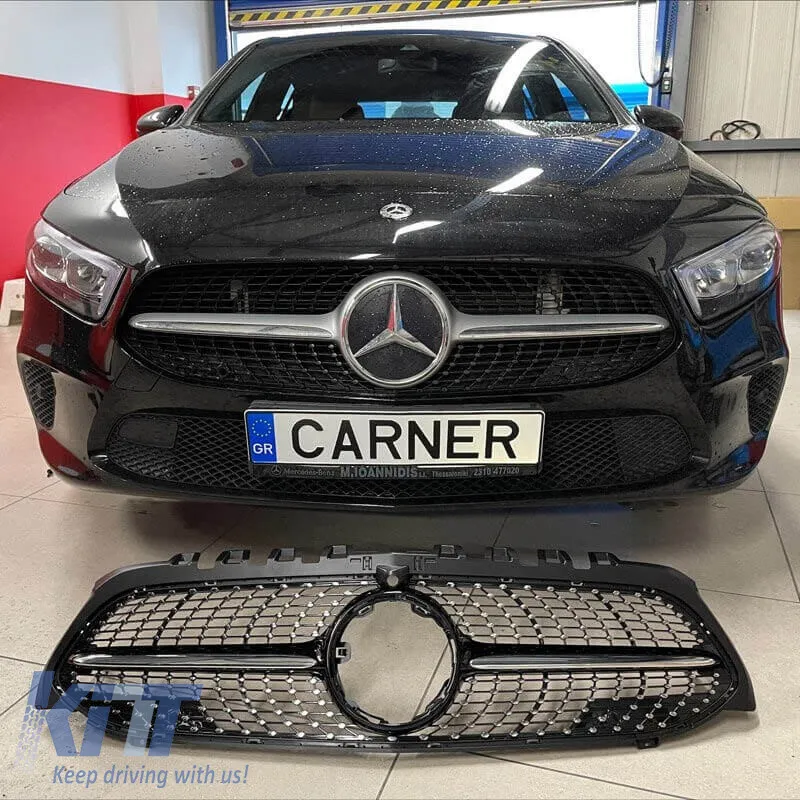 Front Grille suitable for Mercedes-Benz A-Class W177 18+ Diamond A Design Look Black/Chrome 1 Pc