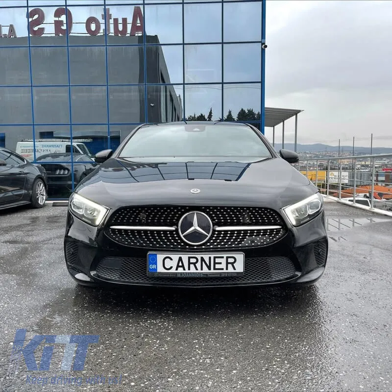 Front Grille suitable for Mercedes-Benz A-Class W177 18+ Diamond A Design Look Black/Chrome 1 Pc