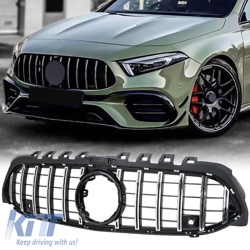 Front Grille suitable for Mercedes-Benz A-Class W177 18+ GT A Design Panamericana Look Black/Chrome 1 Pc