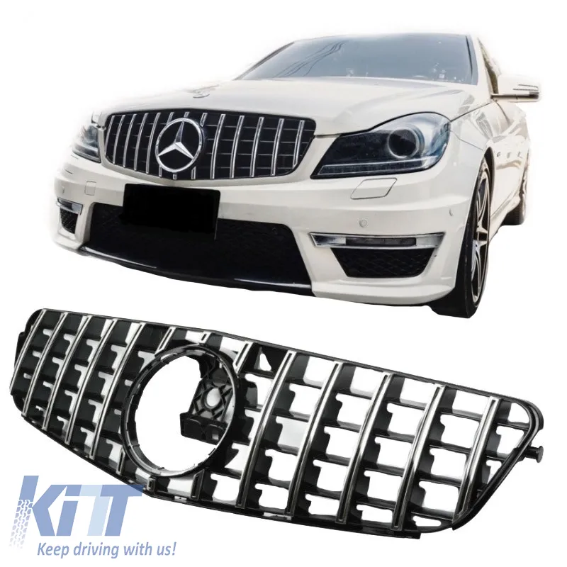 Front Grille suitable for Mercedes-Benz C-Class W204 07-14 GT A Design Panamericana Look Black/Chrome 1 Pc