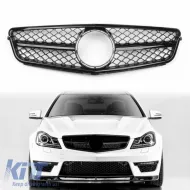 image-60-Front Grille suitable for Mercedes-Benz C-Class W204 07-14 A Design C63 Look with Single Fence Glossy Black 1pc