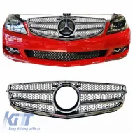 Front Grille suitable for Mercedes-Benz C-Class W204 07-14 A Design C63 Look With 2 Fence Black/Chrome 1 Pc-image-6295877