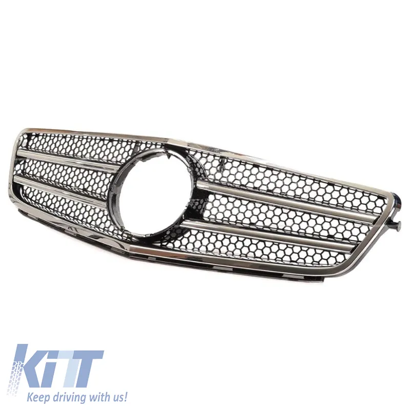 Front Grille suitable for Mercedes-Benz C-Class W204 07-14 A Design C63 Look With 2 Fence Black/Chrome 1 Pc