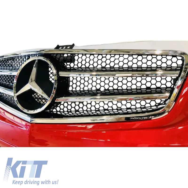 Front Grille suitable for Mercedes-Benz C-Class W204 07-14 A Design C63 Look With 2 Fence Black/Chrome 1 Pc