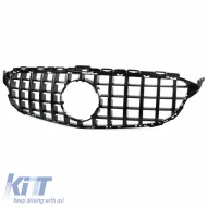 Front Grille suitable for Mercedes-Benz C-Class W205 14+ GT A Design Panamericana Look Glossy Black 1 Pc-image-6296034