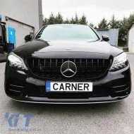 Front Grille suitable for Mercedes-Benz C-Class W205 14+ GT A Design Panamericana Look Glossy Black 1 Pc-image-6296042