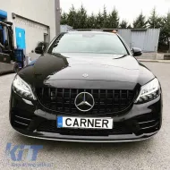 Front Grille suitable for Mercedes-Benz C-Class W205 14+ GT A Design Panamericana Look Glossy Black 1 Pc-image-6296043