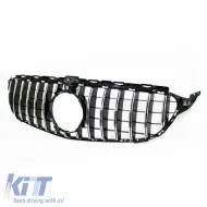 Front Grille suitable for Mercedes-Benz C-Class W205 14-18 GT A Design Panamericana Look 360° With 14 Lines Black/Chrome 1 Pc-image-6311640