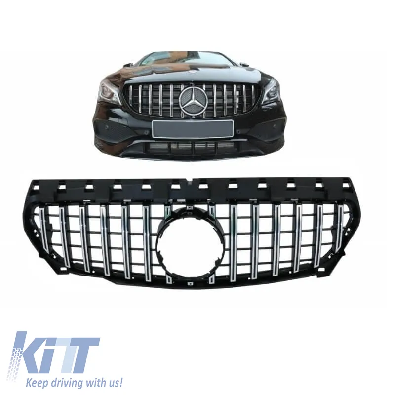 Front Grille suitable for Mercedes-Benz CLA-Class C117 / W117 13-19 GT A Design Panamericana Look Black/Chrome 1 Pc