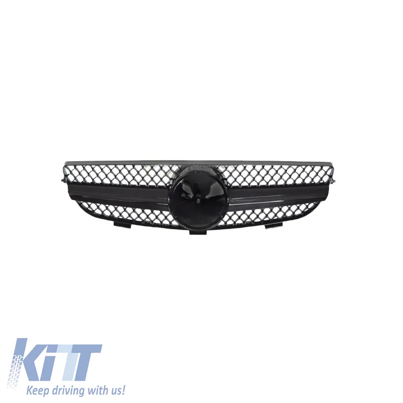 Front Grille suitable for Mercedes-Benz CLK-Class W209 03-09 A Design Look With Single Fence Glossy Black 1 Pc