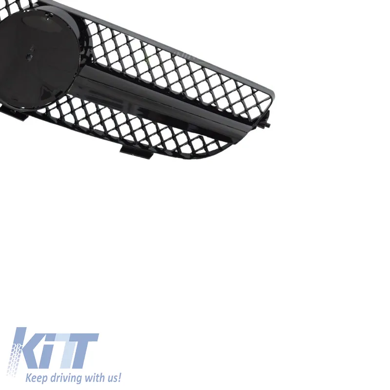 Front Grille suitable for Mercedes-Benz CLK-Class W209 03-09 A Design Look With Single Fence Glossy Black 1 Pc