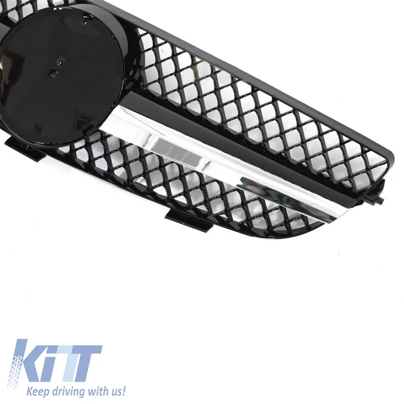 Front Grille suitable for Mercedes-Benz CLK-Class W209 03-09 A Design Look With Single Fence Black/Chrome 1 Pc