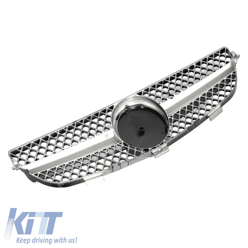 Front Grille suitable for Mercedes-Benz CLK-Class W209 03-09 A Design Look With Single Fence Black/Chrome 1 Pc