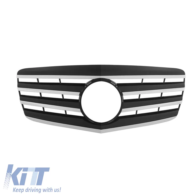 Front Grille suitable for Mercedes-Benz E-Class W211 06-09 A Design Look With 4 Fence Black/Chrome 1 Pc