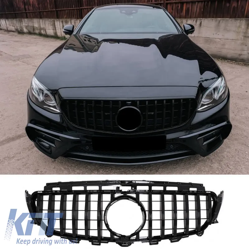 Front Grille suitable for Mercedes-Benz E-Class W213 16-19 GT A Design Panamericana Look Black 1pc