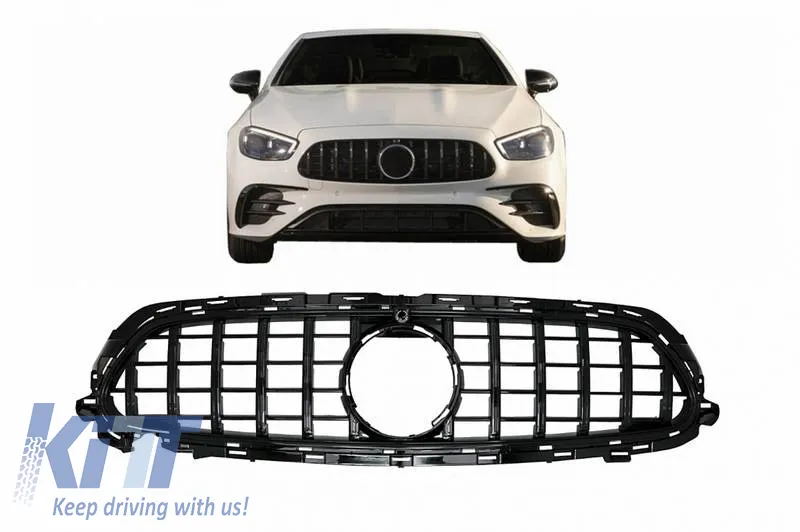 Front Grille suitable for Mercedes-Benz E-Class Facelift W213 S213 C238 A238 A Design Line GT A Design Panamericana Look Black 1pc
