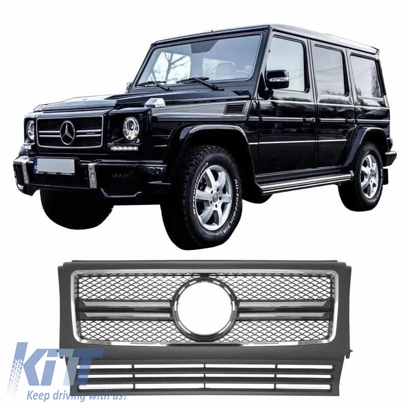 Front Grille suitable for Mercedes-Benz G-Class W461 W463 90-15 A Design G55/G65 Look Black/Chrome 1pc
