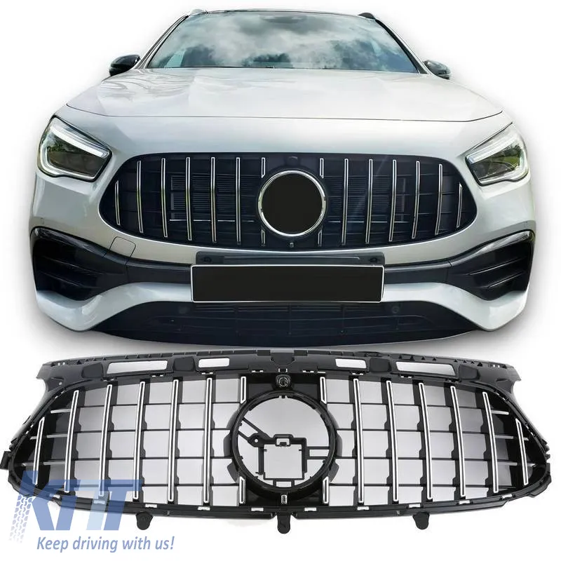 Front Grille suitable for Mercedes-Benz GLA H247 20-23 A Design Line Panamericana Look Black/Chrome 1 Pc