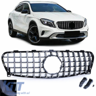 Front Grille suitable for Mercedes-Benz GLA X156 Facelift 17-21 Panamericana Look Black/Chrome 1 Pc