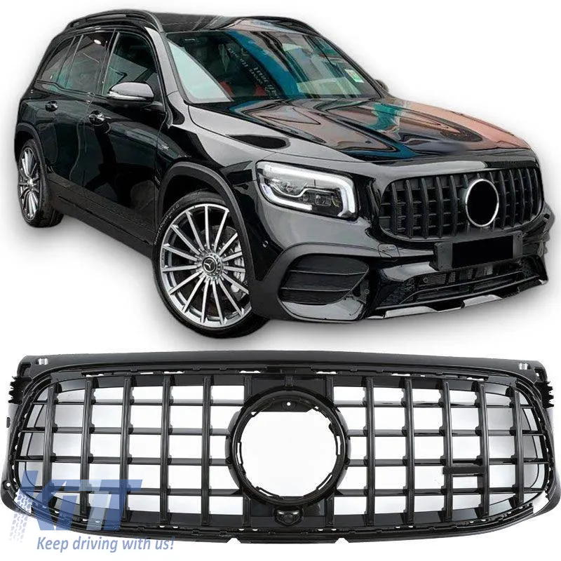 Front Grille suitable for Mercedes-Benz GLB X247 19-23 A Design Line Panamericana Look Glossy Black/Night Package