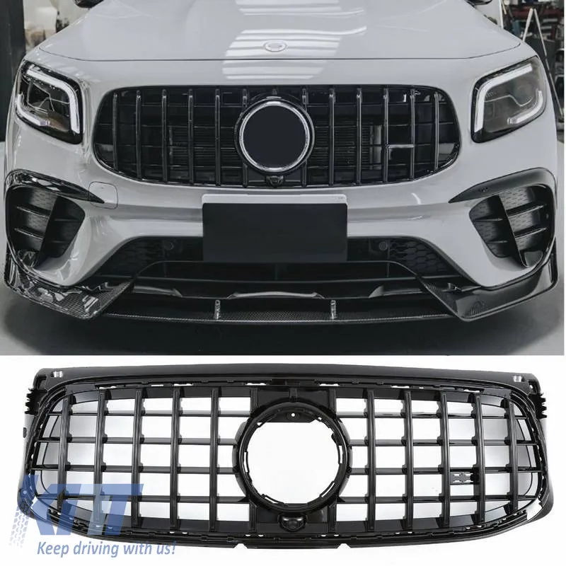 Front Grille suitable for Mercedes-Benz GLB X247 19-23 A Design Line Panamericana Look Glossy Black/Night Package