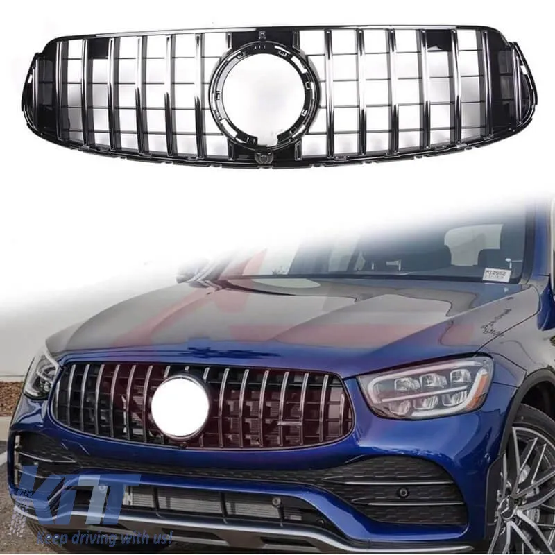 Front Grille suitable for Mercedes-Benz GLC-Class X253 19+ Facelift A Design Line GTR Panamericana Design Black/Chrome