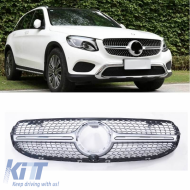 Front Grille suitable for Mercedes-Benz GLC-Class X253 19+ Facelift Diamond Look Silver/Chrome