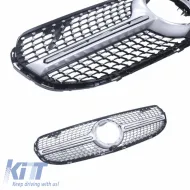 Front Grille suitable for Mercedes-Benz GLC-Class X253 19+ Facelift Diamond Look Silver/Chrome-image-6311287