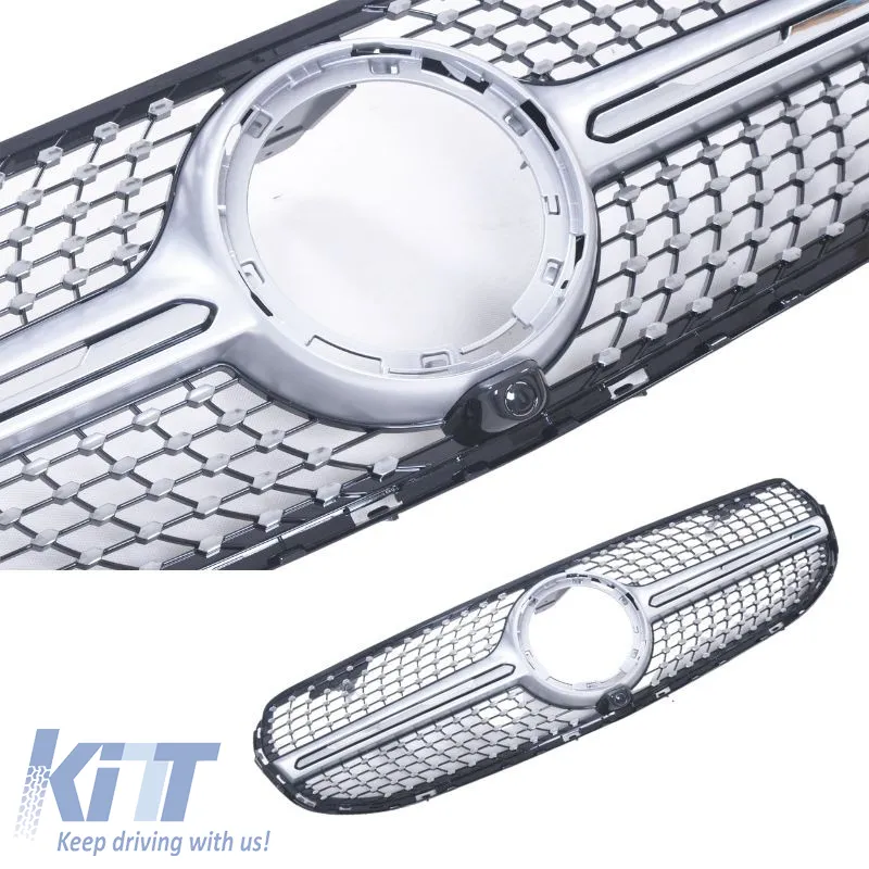 Front Grille suitable for Mercedes-Benz GLC-Class X253 19+ Facelift Diamond Look Silver/Chrome