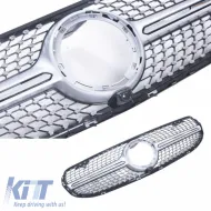 Front Grille suitable for Mercedes-Benz GLC-Class X253 19+ Facelift Diamond Look Silver/Chrome-image-6312151