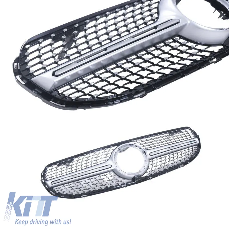 Front Grille suitable for Mercedes-Benz GLC-Class X253 19+ Facelift Diamond Look Silver/Chrome