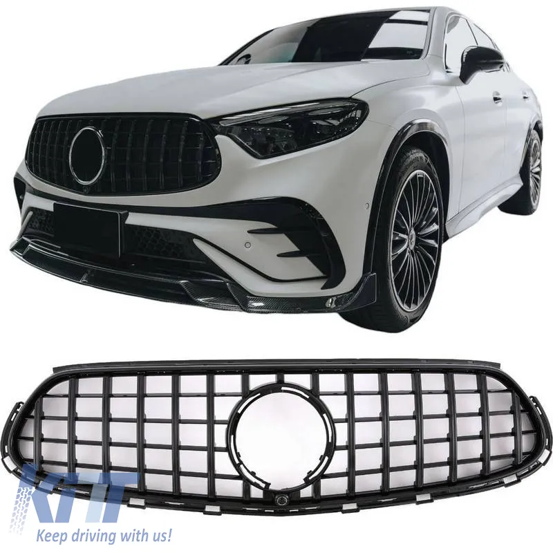 Front Grille suitable for Mercedes-Benz GLC-Class X254 SUV & C254 Coupe A Design Line 22+ GTR Panamericana Design Gloss Black - Night Package