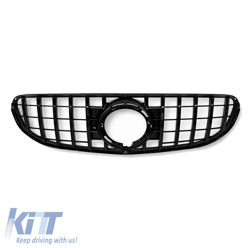 Front Grille suitable for Mercedes-Benz GLC-Class X253 19+ Facelift Standard Bumper GT Panamericana Design Glossy Black