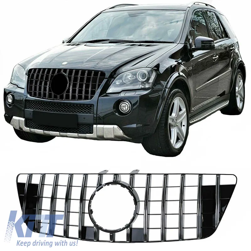 Front Grille suitable for Mercedes-Benz ML-Class W164 08-11 GT A Design Panamericana Look Black/Chrome 1 Pc