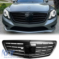 Front Grille suitable for Mercedes-Benz S-Class W222 13-20 A Design Look Night Edition Gloss Black 1 Pc