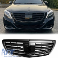 Front Grille suitable for Mercedes-Benz S-Class W222 13-20 A Design Look Night Edition Gloss Black 1 Pc